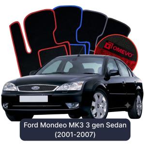 OMEVO Velour Car Mats for Ford Mondeo MK3 3 gen Sedan (2001-2007)