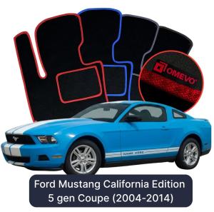 OMEVO Velour Car Mats for Ford Mustang California Edition 5 gen Coupe (2004-2014)