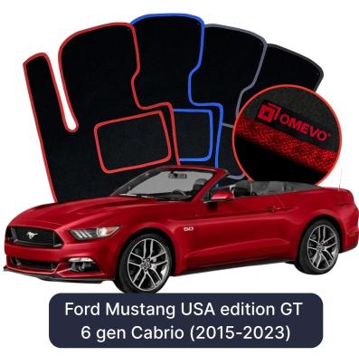Velour car mats OMEVO for Ford Mustang USA edition GT 6 gen Cabrio (2015-2023)