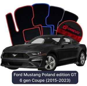 OMEVO Velour Car Mats for Ford Mustang Poland edition GT 6 gen Coupe (2015-2023)