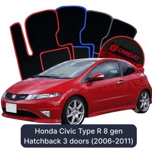 OMEVO Velour Car Mats for Honda Civic Type R 8 gen Hatchback 3 doors (2006-2011)