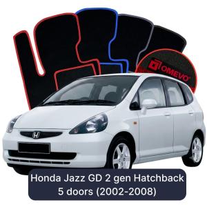 OMEVO Velour Car Mats for Honda Jazz GD 2 gen Hatchback 5 doors (2002-2008)