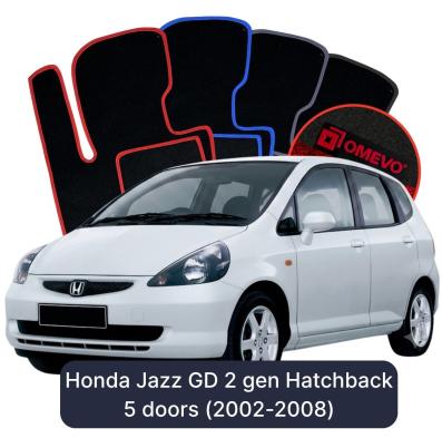 Velour car mats OMEVO for Honda Jazz GD 2 gen Hatchback 5 doors (2002-2008)