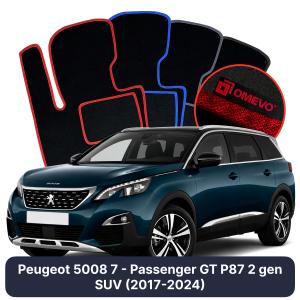OMEVO Velour Car Mats for Peugeot 5008 7-Seater GT P87 2nd Gen SUV (2017-2024)