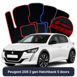 Velour car mats OMEVO for Peugeot 208 2 gen Hatchback 5 doors (2019-2025)