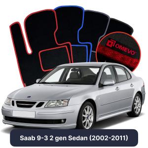 OMEVO Velour Car Mats for Saab 44994 2 gen Sedan (2002-2015)