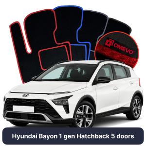 OMEVO Velour Car Mats for Hyundai Bayon 1 gen Hatchback 5 doors (2022-2025)