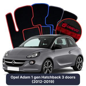 OMEVO Velour Car Mats for Opel Adam Hatchback 3 doors (2012-2019)