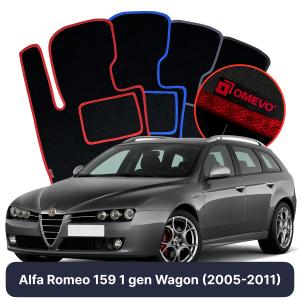 OMEVO Velour Car Mats for Alfa Romeo 159 1 gen Station Wagon (2005-2011)