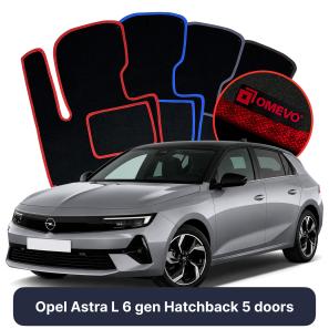 Velour car mats OMEVO for Opel Astra L 6 gen Hatchback 5 doors (2022-2025)