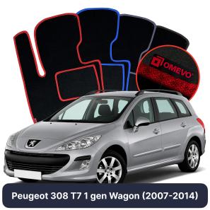 Velour car mats OMEVO for Peugeot 308 T7 1 gen Station Wagon (2007-2014)