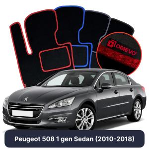 OMEVO Velour Car Mats for Peugeot 508 1 gen Sedan (2010-2018)