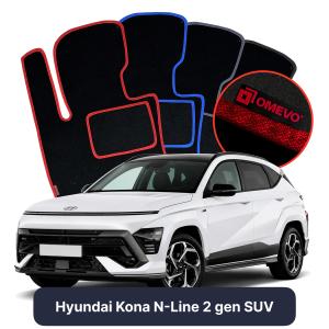OMEVO Velour Car Mats for Hyundai Kona N-Line 2 gen SUV (2022-2025)