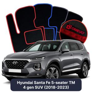 OMEVO Velour Car Mats for Hyundai Santa Fe 5 Seater TM 4 gen SUV (2018-2023)