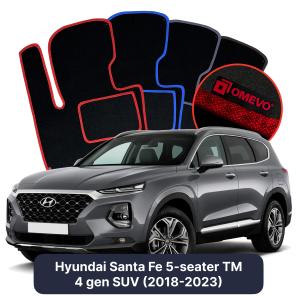 Velour car mats OMEVO for Hyundai Santa Fe 5 Seater TM 4 gen SUV (2018-2023)