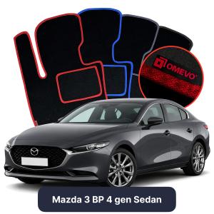 OMEVO Velour Car Mats for Mazda 3 BP 4 gen Sedan (2019-2025)