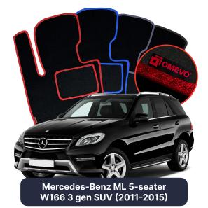 Velour car mats OMEVO for Mercedes-Benz ML 5 Seater W166 3 gen SUV (2011-2015)
