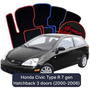 OMEVO Velour Car Mats for Honda Civic Type R 7 gen Hatchback 3 doors (2000-2006)