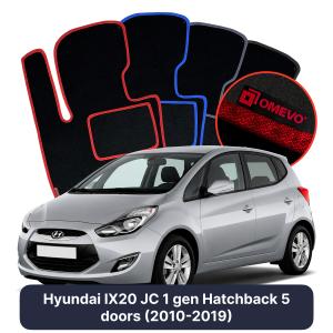 OMEVO Velour Car Mats for Hyundai IX20 JC 1 gen Hatchback 5 doors (2010-2019)