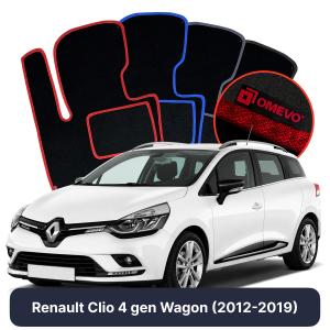 OMEVO Velour Car Mats for Renault Clio 4 gen Station Wagon (2012-2019)