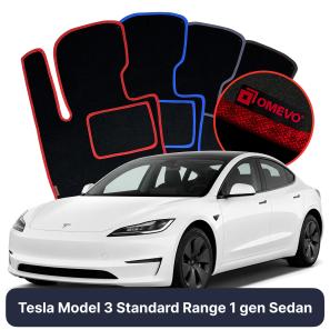 Velour car mats OMEVO for Tesla Model 3 Standard Range 1 gen Sedan (2017-2025)