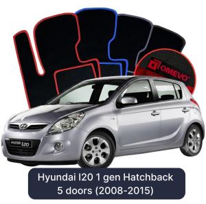 OMEVO Velour Car Mats for Hyundai I20 1 gen Hatchback 5 doors (2008-2015)
