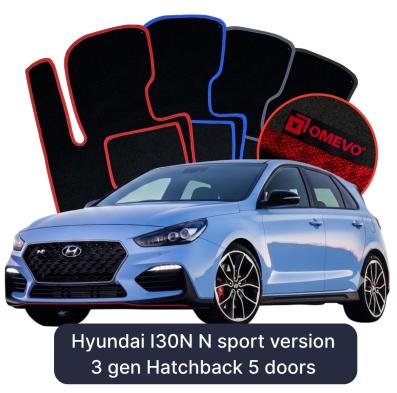 Velour car mats OMEVO for Hyundai I30N N sport version 3 gen Hatchback 5 doors (2016-2025)