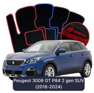 OMEVO Velour Car Mats for Peugeot 3008 GT P84 2 gen SUV (2016-2024)
