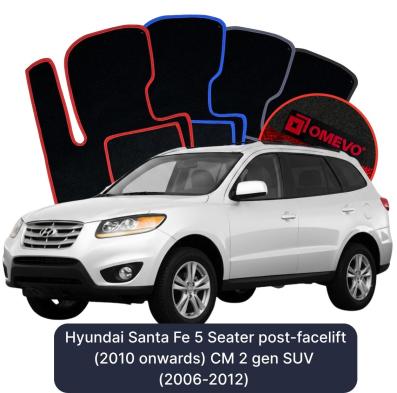 Velour car mats OMEVO for Hyundai Santa Fe 5 Seater facelifted version (after 2010) CM 2 gen SUV (2006-2012)