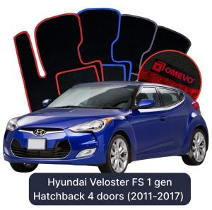 OMEVO Velour Car Mats for Hyundai Veloster FS 1 gen Hatchback 4 doors (2011-2017)