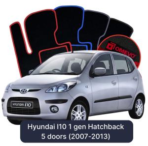 OMEVO Velour Car Mats for Hyundai I10 1 gen Hatchback 5 doors (2007-2013)