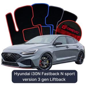 OMEVO Velour Car Mats for Hyundai i30N Fastback N sport version 3 gen Liftback (2016-2025)