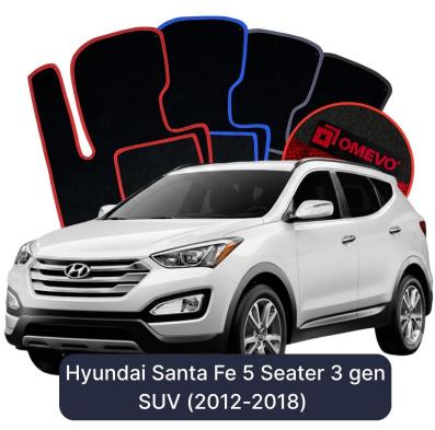 Velour car mats OMEVO for Hyundai Santa Fe 5 Seater 3 gen SUV (2012-2018)