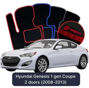 OMEVO Velour Car Mats for Hyundai Genesis 1 gen Coupe 2 doors (2008-2013)