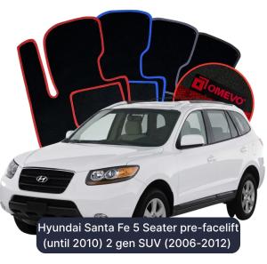 OMEVO Velour Car Mats for Hyundai Santa Fe pre-facelift (before 2010) 5 Seater 2 gen SUV (2006-2012)