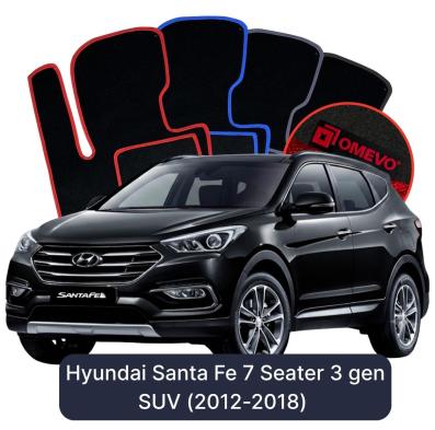 Velour car mats OMEVO for Hyundai Santa Fe 7 Seater 3 gen SUV (2012-2018)