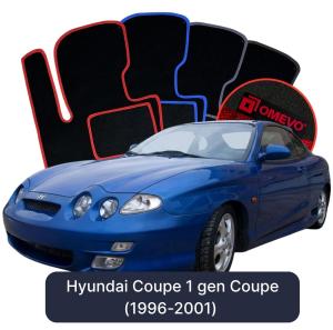 OMEVO Velour Car Mats for Hyundai Coupe 1 gen Coupe (1996-2001)