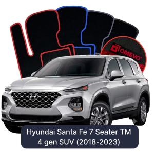 OMEVO Velour Car Mats for Hyundai Santa Fe 7 Seater TM 4 gen SUV (2018-2023)