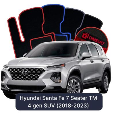 Velour car mats OMEVO for Hyundai Santa Fe 7 Seater TM 4 gen SUV (2018-2023)