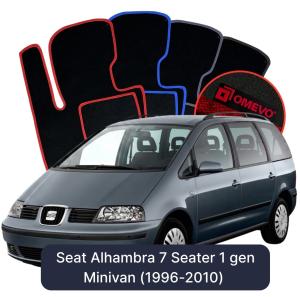 OMEVO Velour Car Mats for Seat Alhambra 7 Seater 1 gen Minivan (1996-2010)
