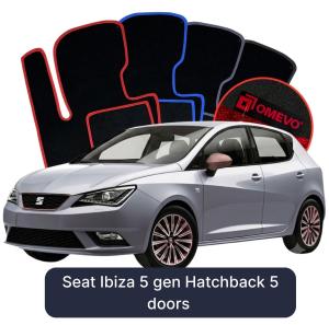OMEVO Velour Car Mats for Seat Ibiza 5 gen Hatchback 5 doors (2017-2025)