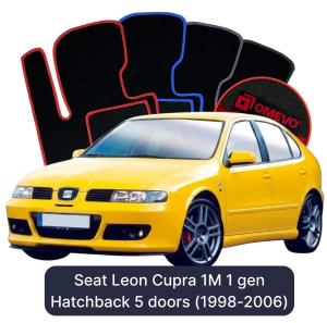 OMEVO Velour Car Mats for Seat Leon Cupra 1M 1 gen Hatchback 5 doors (1998-2006)