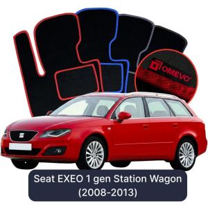 OMEVO Velour Car Mats for Seat EXEO 1 gen Station Wagon 5 doors (2008-2013)