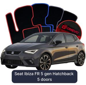 OMEVO Velour Car Mats for Seat Ibiza FR 5 gen Hatchback 5-door (2017-2025)