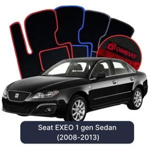 OMEVO Velour Car Mats for Seat EXEO 1 gen Sedan (2008-2013)
