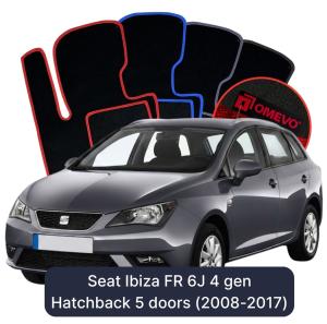 OMEVO Velour Car Mats for Seat Ibiza FR 6J 4 gen Hatchback 5 doors (2008-2018)