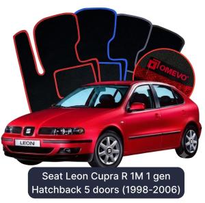 OMEVO Velour Car Mats for Seat Leon Cupra R 1M 1 gen Hatchback 5 doors (1998-2006)