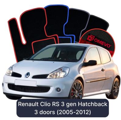 Velour car mats OMEVO for Renault Clio RS 3 gen Hatchback 3 doors (2005-2012)