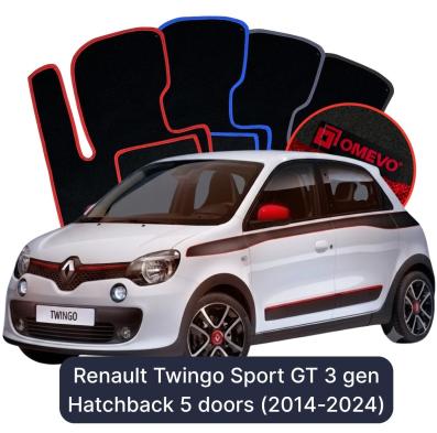 Velour car mats OMEVO for Renault Twingo Sport GT 3 gen Hatchback 5 doors (2014-2024)