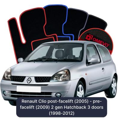Velour car mats OMEVO for Renault Clio facelifted version(2005) - pre-facelift (before 2009) 2 gen Hatchback 3 doors (1998-2012)
